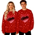 thumbnail image 1 of Tauxra Chandails à Manches Longues pour Couple avec Imprimé de Cœur, Chandails Molletonnés Doux à Enfiler à Col Rond pour Hommes et Femmes, Ensemble Assorti Unisexe Confortable pour Tenue Décontractée, 1 of 9