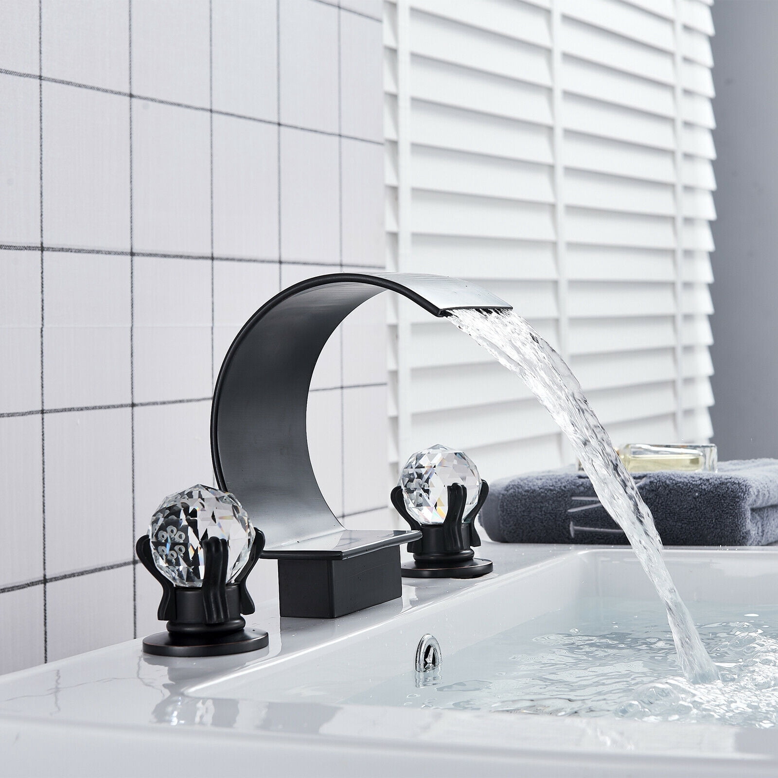Senlesen Brass Orb Waterfall Bathroom Faucet