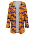 thumbnail image 4 of idosla Halloween Costumes for Women Adult 2025 Halloween Cardigan Pumpkin Bat Print Long Sleeve Open Front Sweater Cardigans (Gold, M), 4 of 9