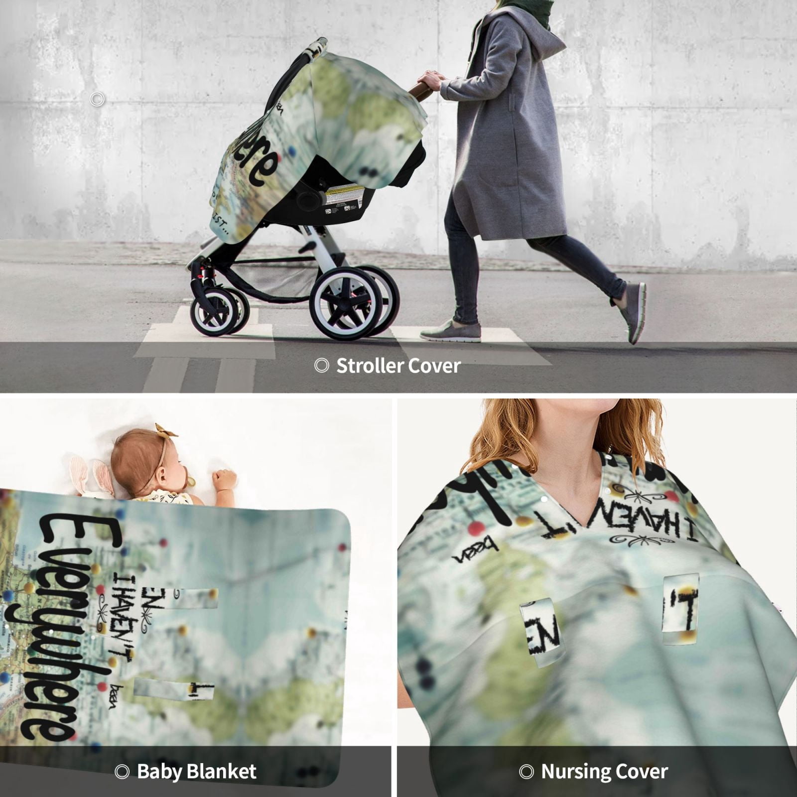 Car Seat Cover Baby - I Haven't Been Everywhere Breathable Infant Car Seat Cover for Baby Carseat, Lightweight Comfort Baby Essentials Must Haves Newborn Stuff for Girl Boy