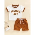 thumbnail image 3 of Genuiskids Infant Baby Boys 2Pcs Summer Outfits Short Sleeve Letter Print T-Shirts + Pocket Shorts Set, 3 of 8