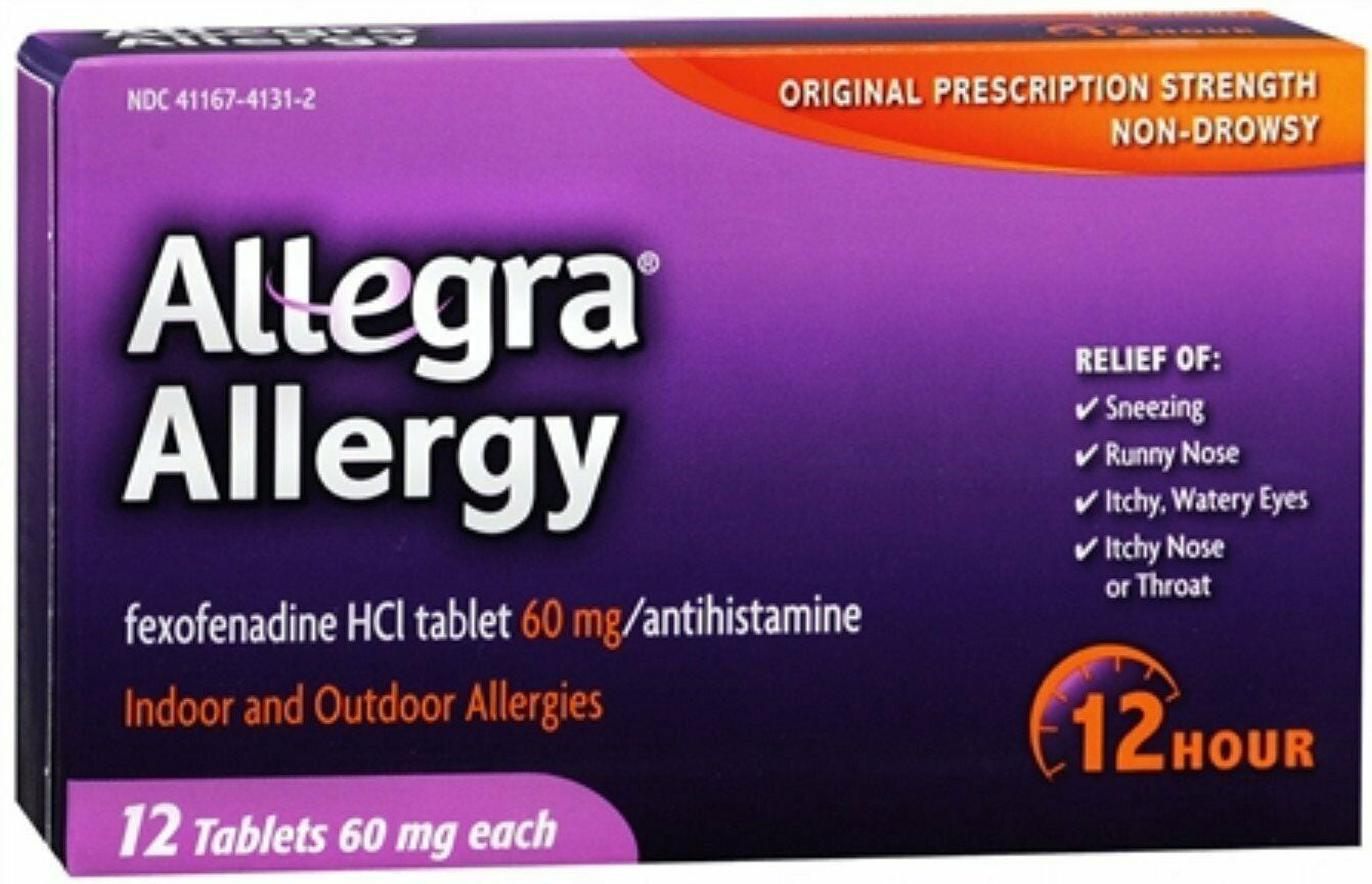 Allegra Allergy Fexofenadine 60mg Antihistamine Non-Drowsy, 12ct, 4-Pack