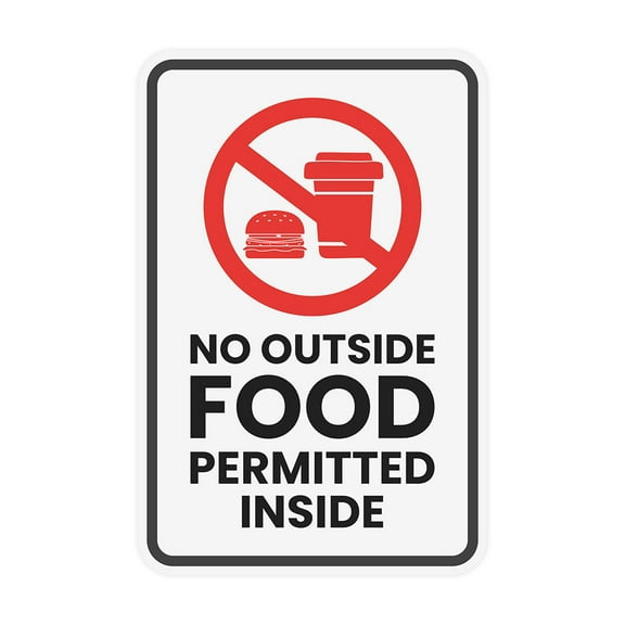 Portrait Round Plus No Outside Food Permitted Inside Wall or Door Sign | Food & Drink Restrictions - Small