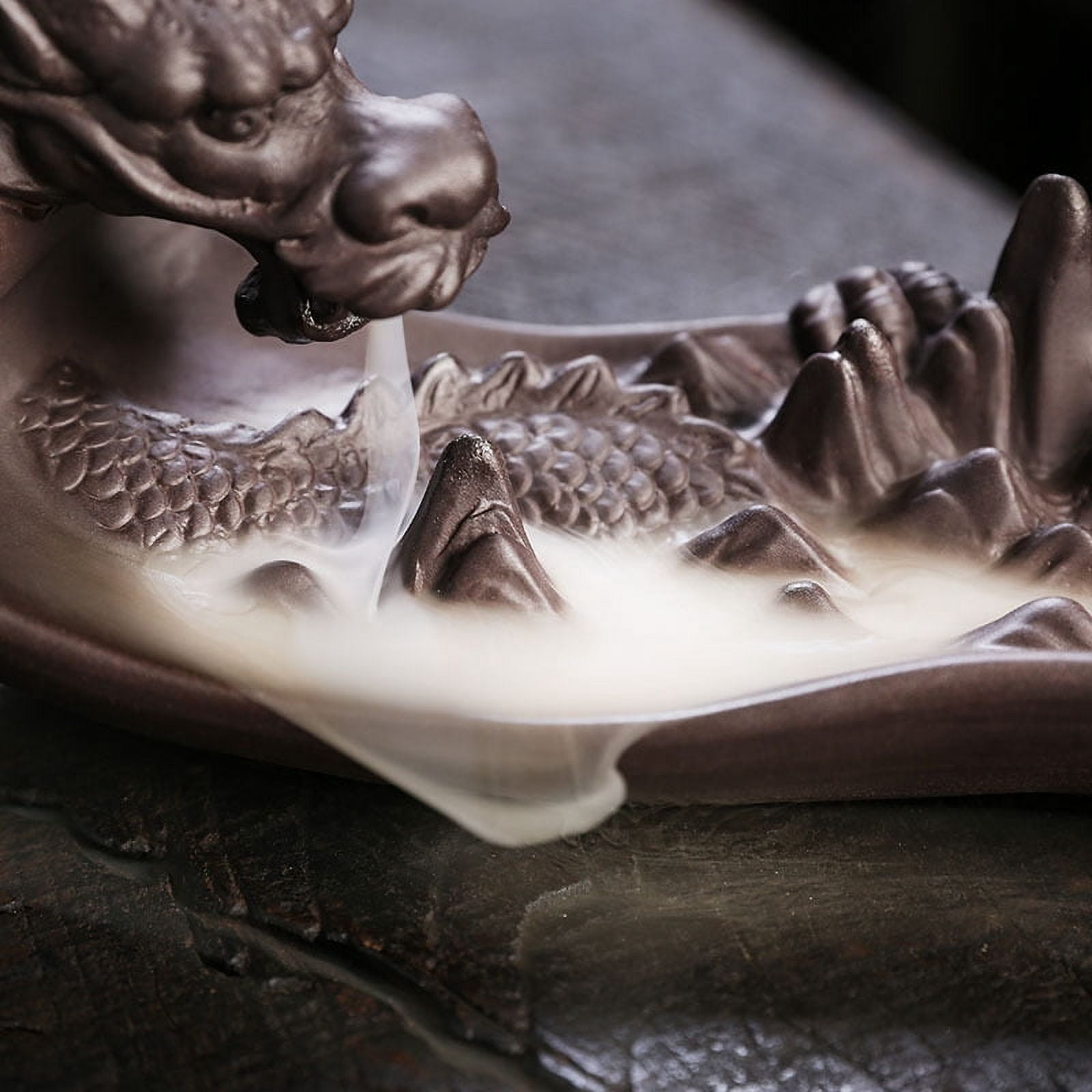 Purple Clay Backflow Incense Burner Dragon Decoration Creativity Chinese Loong Incense Holder Smoke Incense Burner Office Decoration