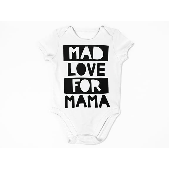 Mad Love For Mama Printed Cotton Baby Bodysuit 6 Months Short Sleeve