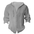 thumbnail image 3 of Afdoent Men's Casual Shirts Male Spring Button Hooded Long Sleeve Jacket Cardigan Jacquard Solid Color Shirt Vacation Summer Beach Shirts, 3 of 3