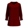 thumbnail image 3 of Cilsoka 3/4 Length Sleeve Shirts for Womens Dressy Casual Scalloped Trim V Neck Tunic Soft Basic Tees Business Work Blouses, 3 of 6