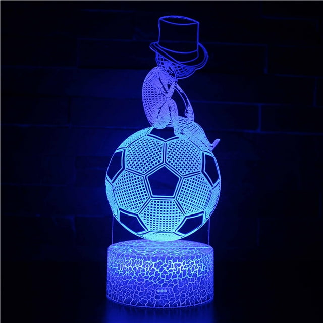 Luz nocturna LED 3D de fútbol que cambia de color para niños