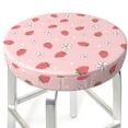 thumbnail image 3 of KLL Floral Strawberr Round Bar Chair Cushion Cover 12 inch ,Bar Stool Protector with Elastic, Soft Washable, 3 of 6