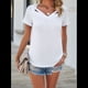 thumbnail image 4 of Tops con Escote en V y para Mujer, Camisetas de Verano, Camisetas Informales Lisas de Corta, Blancas, Talla XL, 4 of 10
