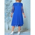 thumbnail image 3 of Women'S Plus Size 1/2 Sleeve Floral Embroidery Chiffon Wedding Guest Dress for Wedding Guest Blue XL, 3 of 4