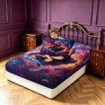 thumbnail image 4 of Manfei Neon Dragon Animals Fitted Sheet Queen,Gothic Cloud Stars Bedding,Purple,3 Pieces,1 Fitted Sheet and 2 Pillowcases, 4 of 6