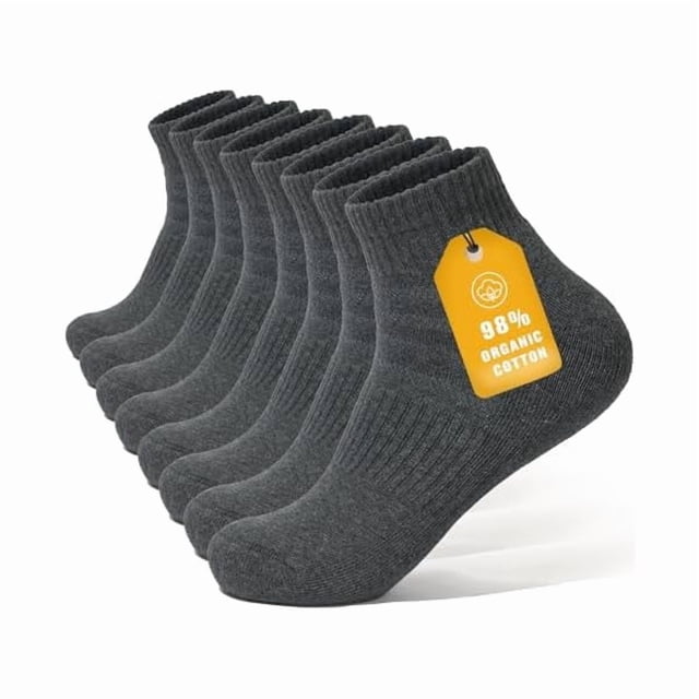 Chenchen Mens 98% Cotton Cushioned Ankle Socks, Moisture-wicking Breathable Low Cut Athletic Running Socks