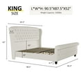 thumbnail image 4 of VanAcc King Size Platform Bed Frame, Chenille Upholstered Sleigh Bed Frame, Cream, 4 of 8