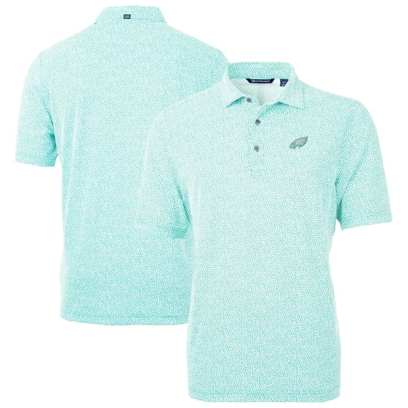 Men's Cutter & Buck Mint Philadelphia Eagles Virtue Eco Pique Botanical Print Recycled Polo
