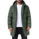 thumbnail image 1 of Chaqueta acolchada con capucha INSPIRE CHIC para hombre, abrigo de invierno de longitud media, con cremallera, acolchado y forrado, color verde oscuro, 1 of 6