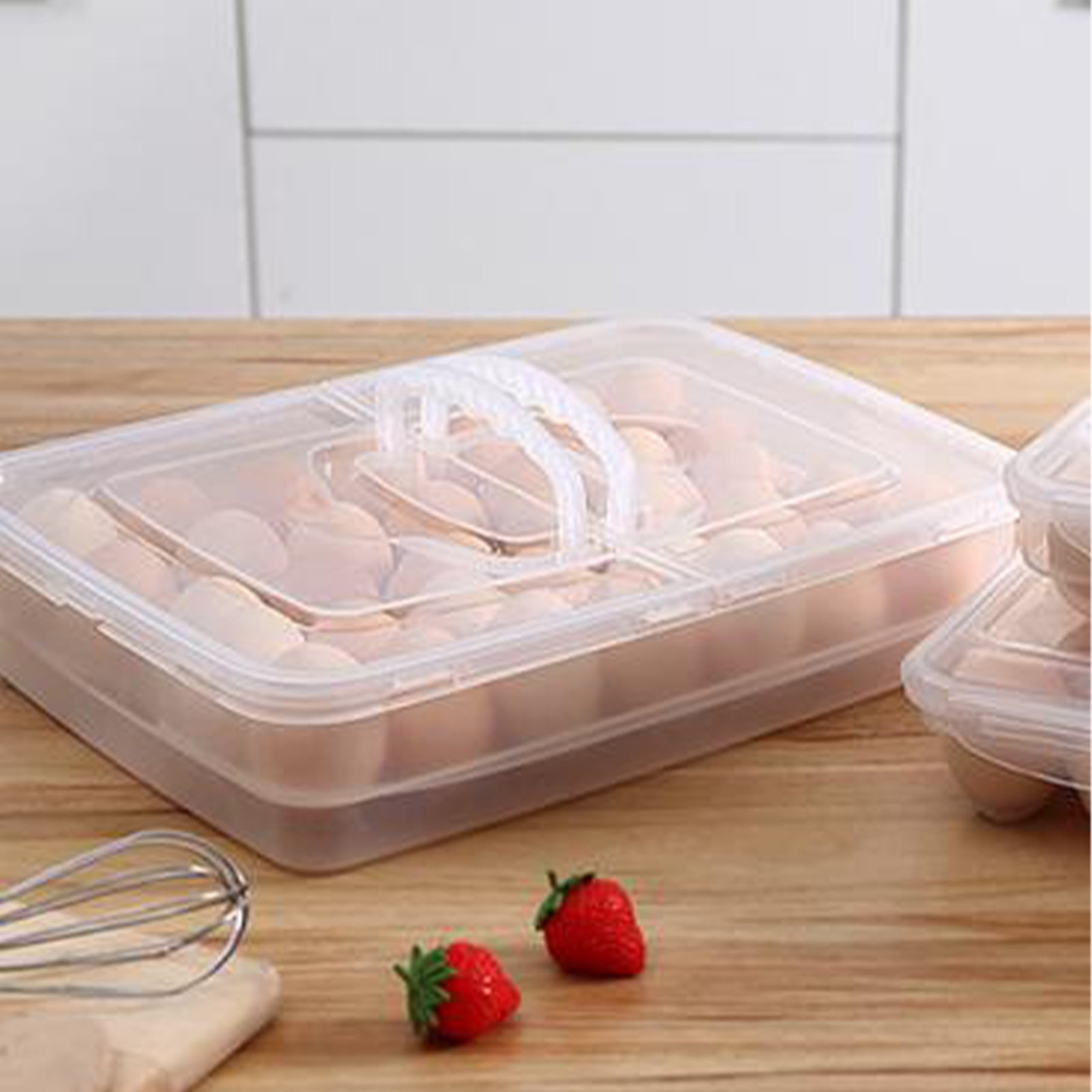 Eggs Carrier, 34 Grids Practical Plastic Portable Egg Holder Large Capacity Compact Versatile With Handle For Outdoor Camping