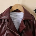 thumbnail image 3 of Mgmyaa Boys Long Sleeve Leather Jacket Winter Turn-Down Collar Zip-Up Motorcycle Jacket Outerwear for Kids, 3 of 8
