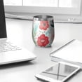 thumbnail image 3 of 12oz Stemless Wine Tumblers Pioneer Flower Vacuum Insulated Stainless Steel Travel Tumbler Cups Mug with Lid and Straw for Champaign,Cocktail,Beer with Cleaning Brush, 3 of 5
