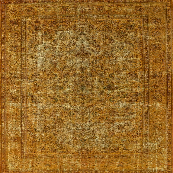 Ahgly Company Indoor Square Mid-Century Modern Mahogany Brown Oriental Area Rugs, 7' Square