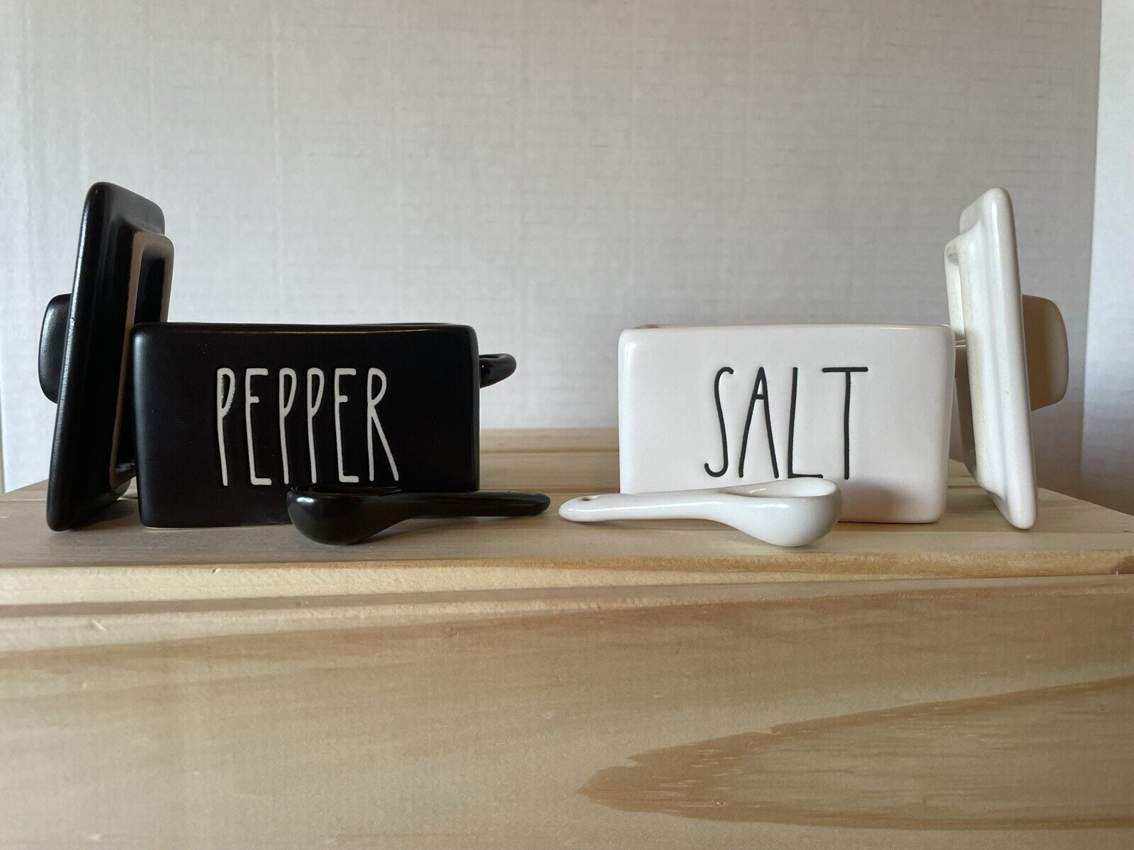 Rae Dunn Salt and Pepper Ceramic Cellar 6 Piece Set includes Lids and