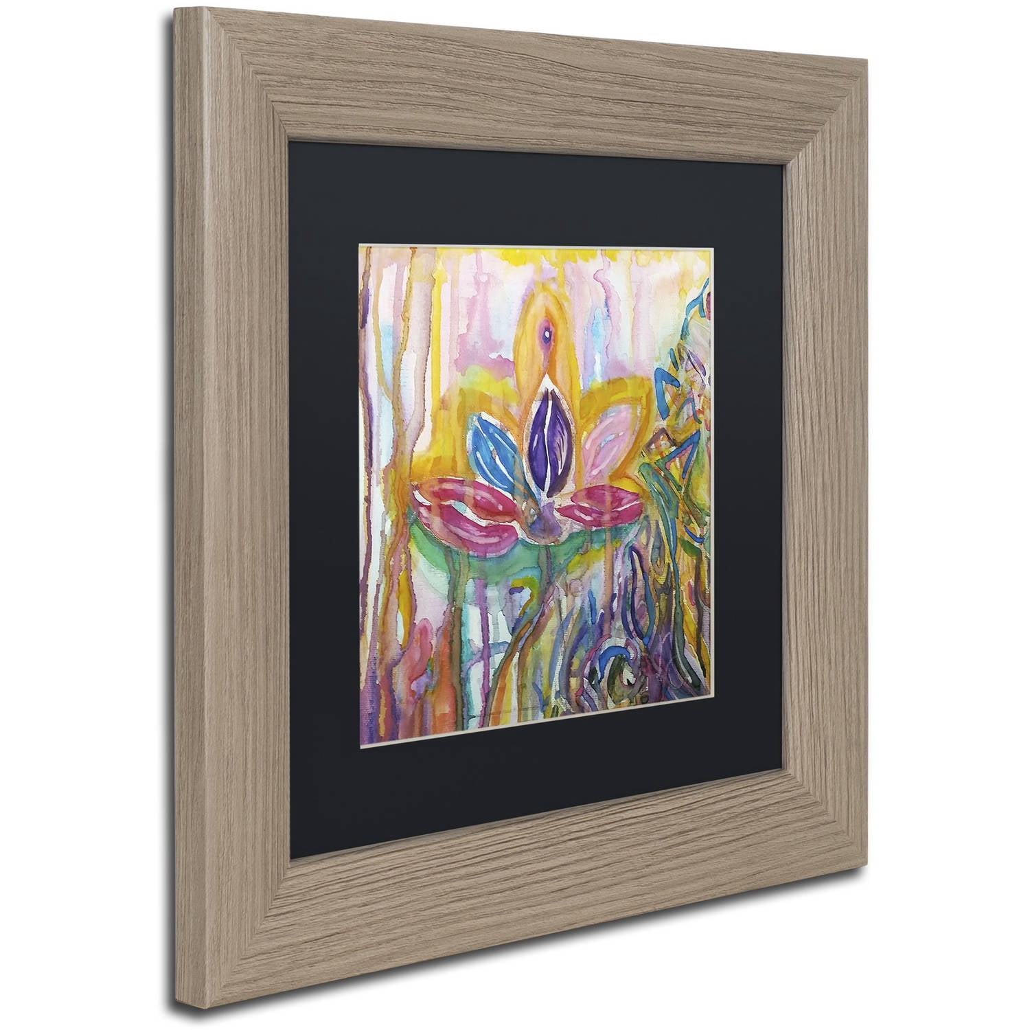 Trademark Fine Art "Lotus" Canvas Art by Lauren Moss Black Matte, Birch Frame