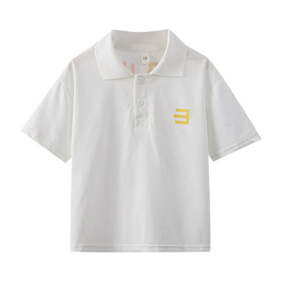 Boys Polo Shirt Short Sleeve White Button Up Shirts Pullover Uniform Baby Clothes Boy