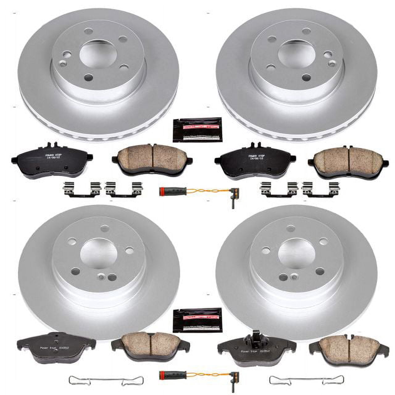 PowerStop Front and Rear Geomet Coated Brake Rotor and Pad Kit Fits: MERCEDES-BENZ Select Models CRK5791