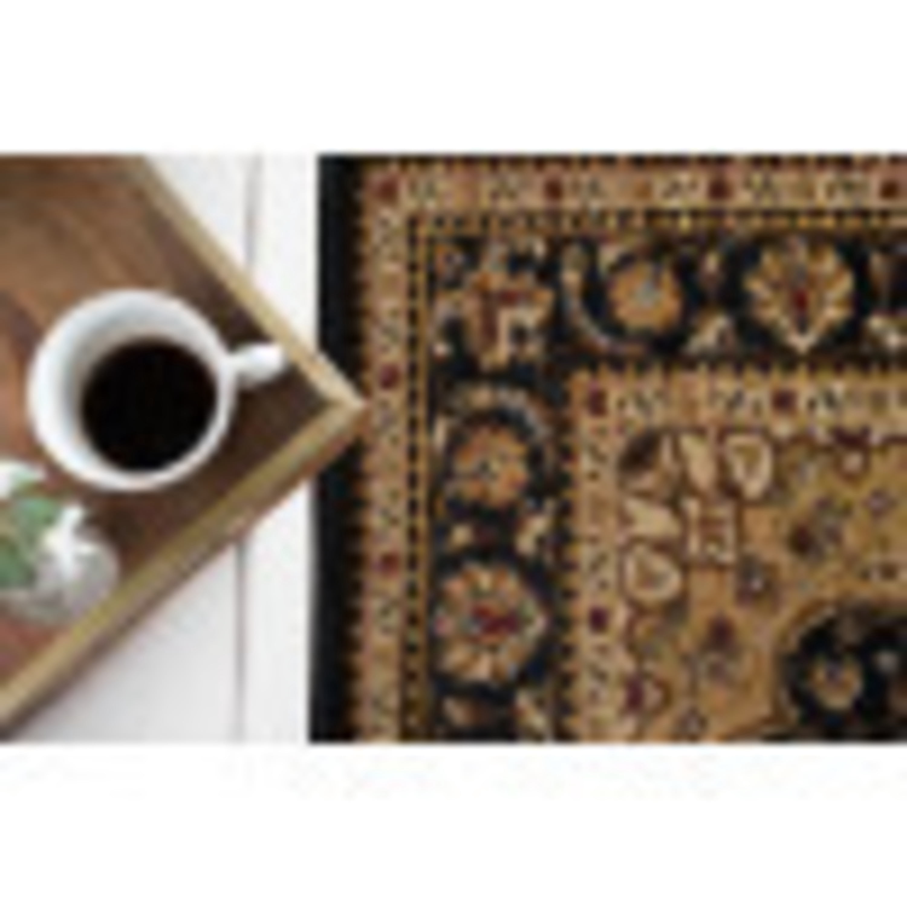 Traditional 5x7 Area Rug (5' x 7') Oriental Black, Gold Living Room Easy to Clean