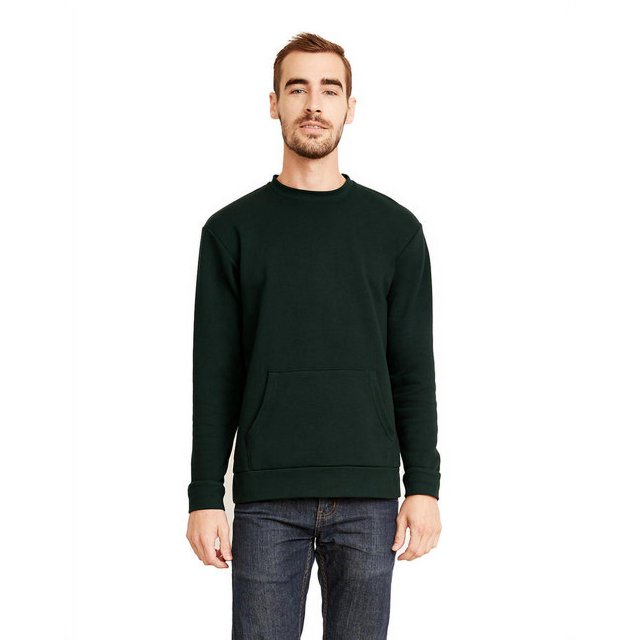 Unisex Long Sleeve Crew with Pocket - FOREST GREEN - XL