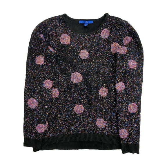 Womens Black Rainbow Pink Metallic Sparkle Christmas Holiday Sweater X-Small