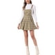 thumbnail image 1 of Vestido de tirantes de pinafore para mujer Allegra K, con cuadros, falda con tirantes ajustables, talla L, caqui, 1 of 6