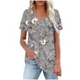 thumbnail image 2 of Pincandy Women's Printed V-neck Short-sleeved T-shirt Loose Top Short Sleeve Summer Casual Tunic Short Sleeve Dressy Blouses Trendy Flowy Tshirts,Multicolour,S, 2 of 4