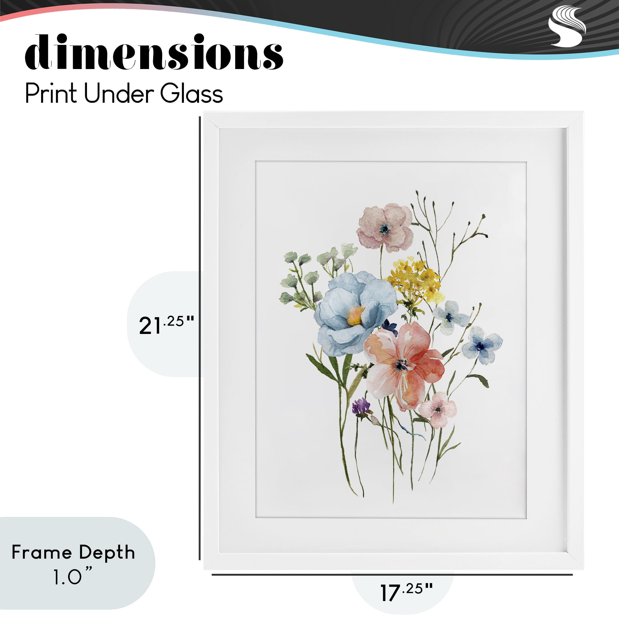 Stupell Industries Spring Meadow Wild Flowers White Framed Print Under Glass, design by Livi Finn