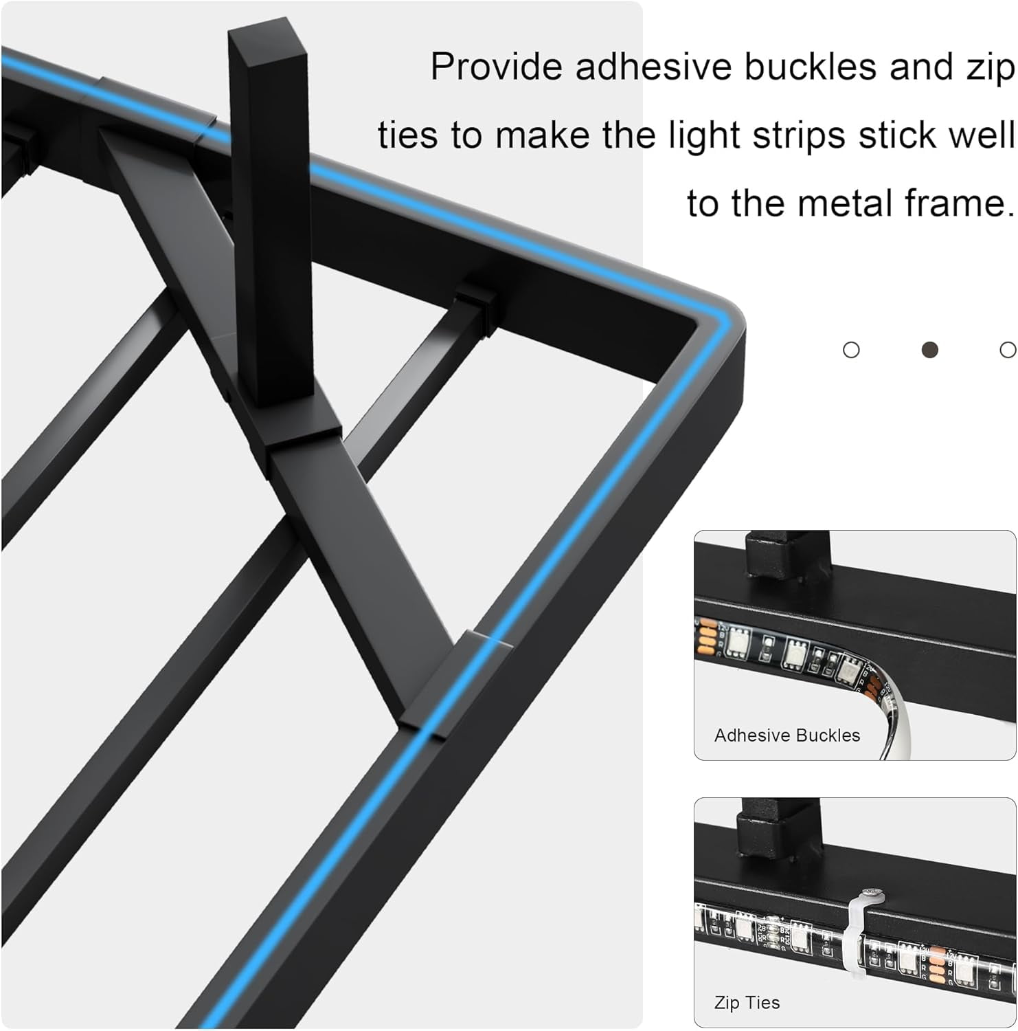 Honfach Twin Size Floating Bed Frame with Led Lights and Charging Station, Metal Bed Frame with Heavy Duty Steel Slats Supports,Black