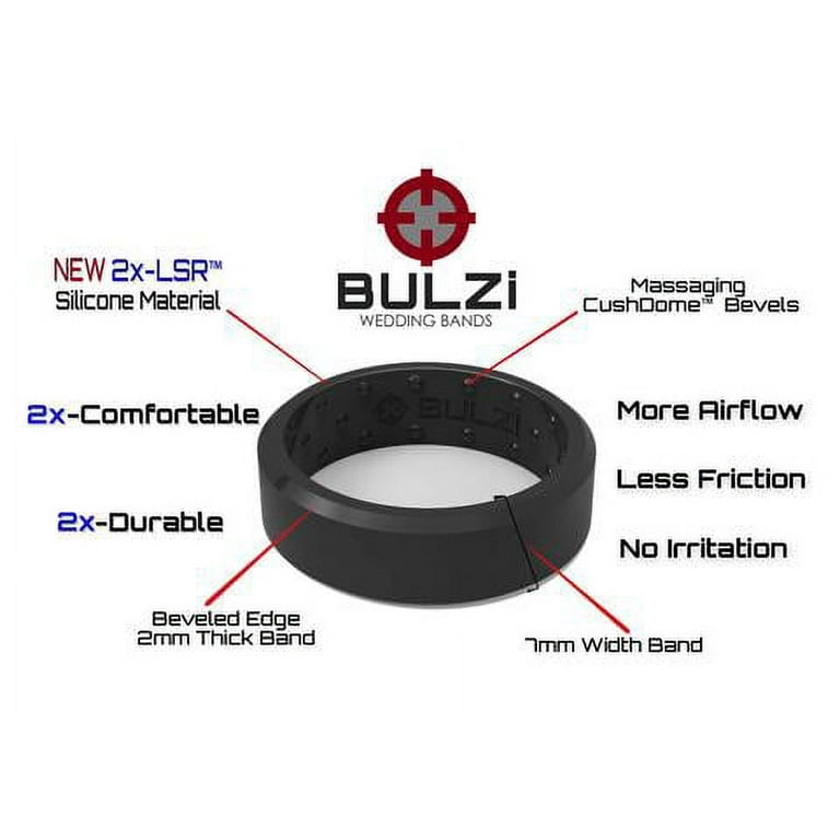 BULZi Wedding Bands Massaging Comfort Fit Silicone Ring with Airflow Men s and Women s Beveled Edge Design