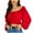 Red, variant on hgsbede Crop Tops for Women Boat Neck Puff Sleeve Solid Color Shirt Top Blouse