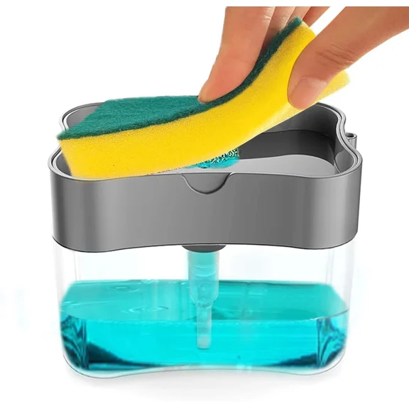 2 In 1 Plastic Liquid Soap Dispenser With Sponge Holder