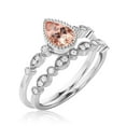 thumbnail image 3 of Dazzling Boho & hippiepie 1.75 Carat Pear Cut Morganite And Diamond Moissanite Engagement Ring, Wedding Ring, One Matching Band in 925 Sterling Silver With 18k White Gold Plating, Birthday Gift, 3 of 3