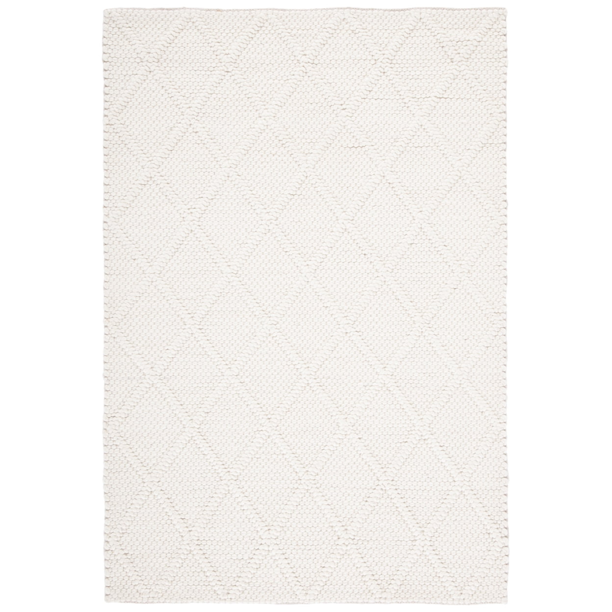 SAFAVIEH Natura Tracery Geometric Diamonds Wool Area Rug, Ivory, 6' x 6' Round