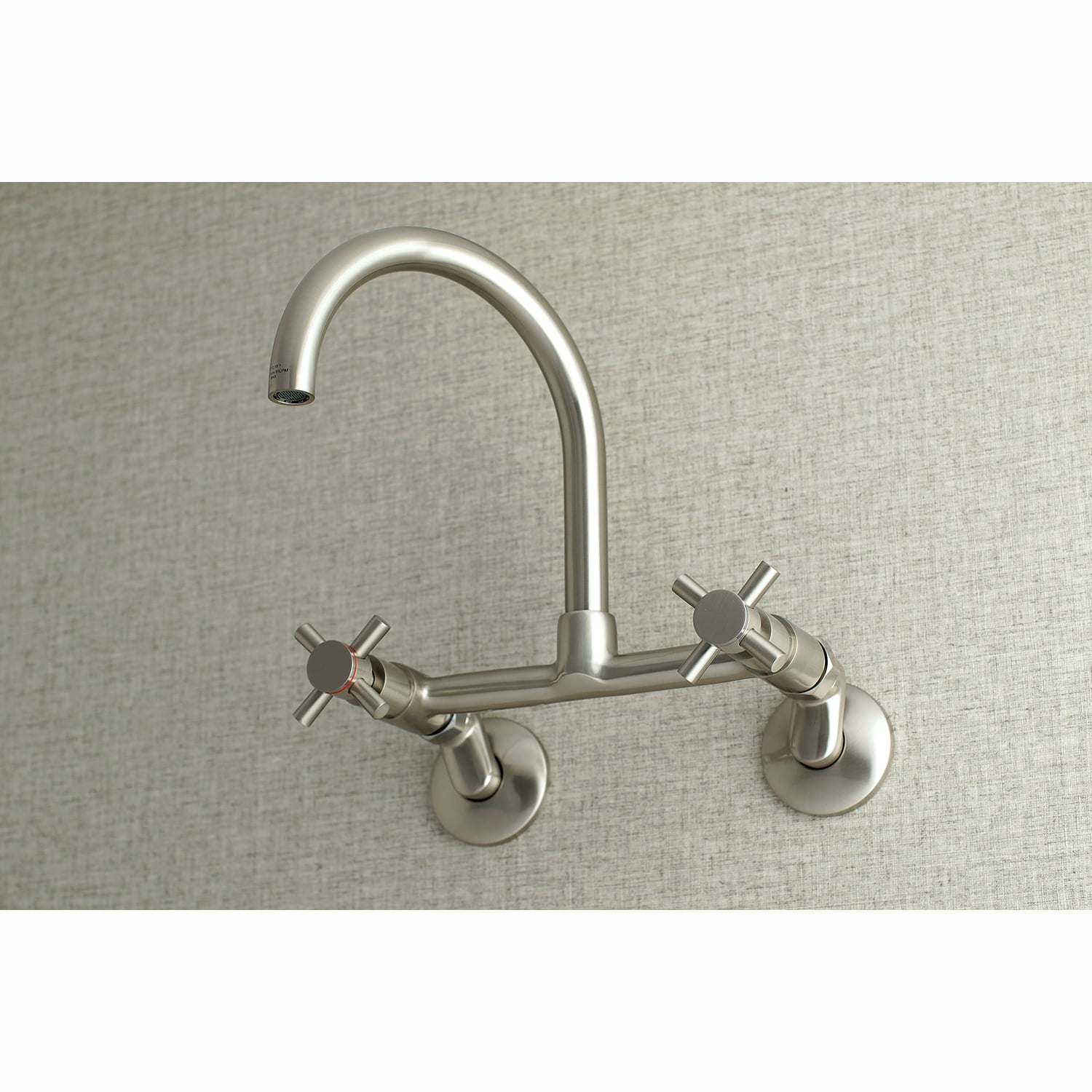 Kingston Brass KS414SN Concord 8-Inch Adjustable Center Wall Mount Kitchen Faucet, Brushed Nickel