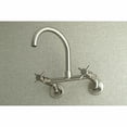 thumbnail image 2 of Kingston Brass KS414SN Concord 8-Inch Adjustable Center Wall Mount Kitchen Faucet, Brushed Nickel, 2 of 5