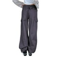 thumbnail image 7 of new style women's overalls women's solid color drawstring low waist loose trousers with pockets y2k loose streetwear-As photo shows_c-L, 7 of 7