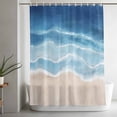 thumbnail image 5 of Navy Blue Coastal Small Stall Shower Curtain, Waterproof Shower Curtains for Bathroom, Waves Summer Beach Ocean Sea Washable Fabric Cloth Bath Curtain for Bathtub Decoration with Hooks 36x72 Inches, 5 of 9