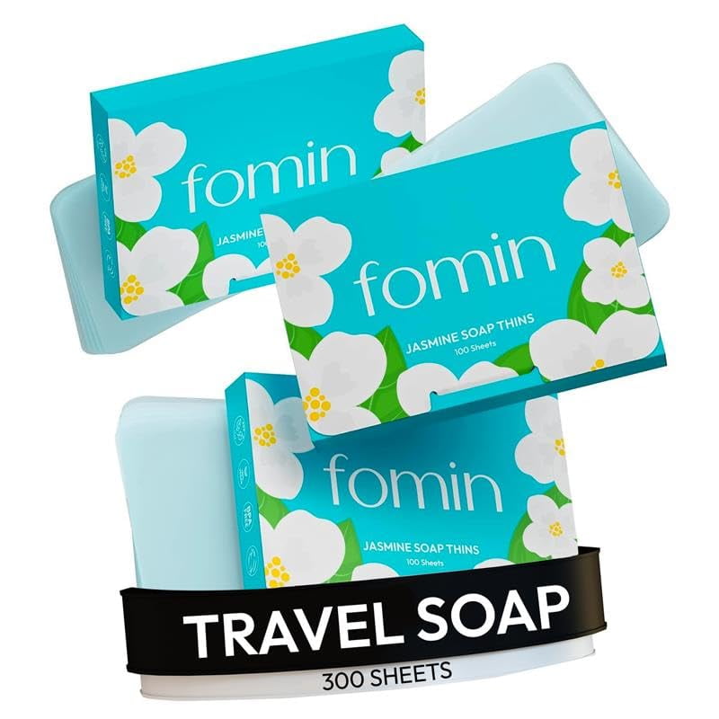 FOMIN - Paper Soap Sheets for Hand Washing - (300 Sheets) Jasmine Portable Travel Soap Sheets, Dissolvable Camping Mini Soap, Portable Hand Soap Sheets