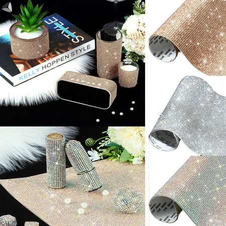 UPC: 0840212812417 | Sixtyshades 9.4 x 7.9 inches Bling Crystal Rhinestone DIY Decoration Stickers Self Adhesive Glitter Car Decorations with 2mm Diamond (Gold)