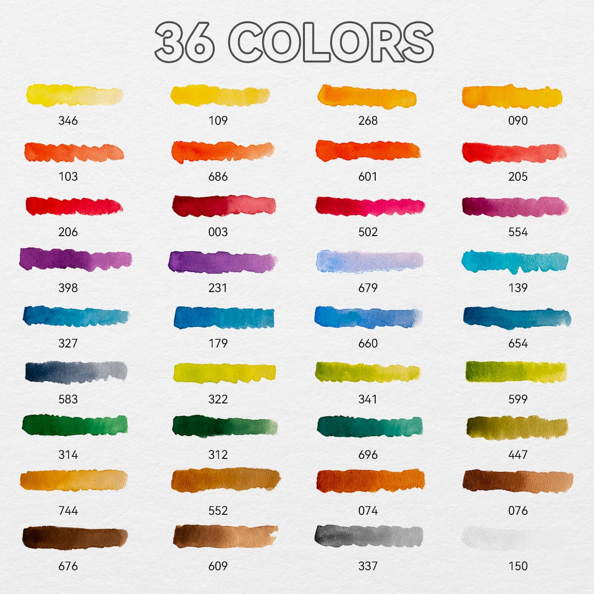 MEI LIANG Watercolor Paint Tubes Artist Grade 36 - Professional Water Color Paints Set for Adult