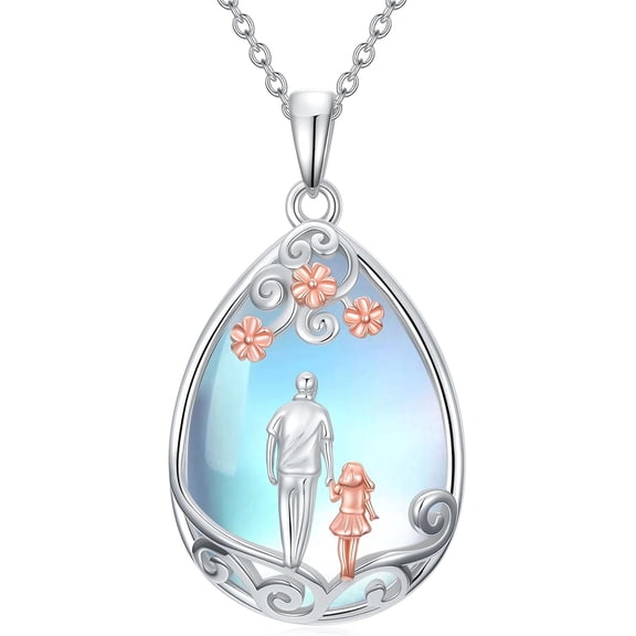 Dorunmo Daughter Necklace from Dad Father Daughter Necklace 925 Sterling Silver Moonstone Mother's Day Jewelry for Women