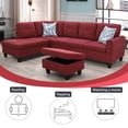 thumbnail image 4 of DOMETOUR Storage Ottoman for Sectional Couch L Shaped Sofa Set For Living Room, 5 Seat Flannel Modular Sectional Sofa, Only 1 PC Storage Ottoman Red, 4 of 7
