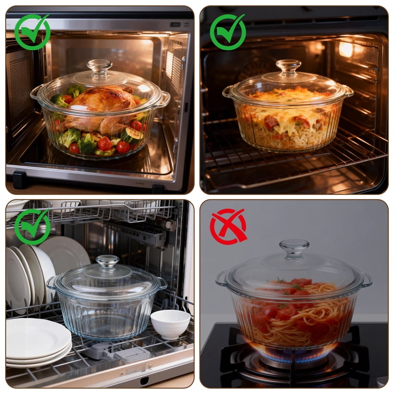 Glass Casserole Dish with Lid, 2.5 Qt Round photo 3